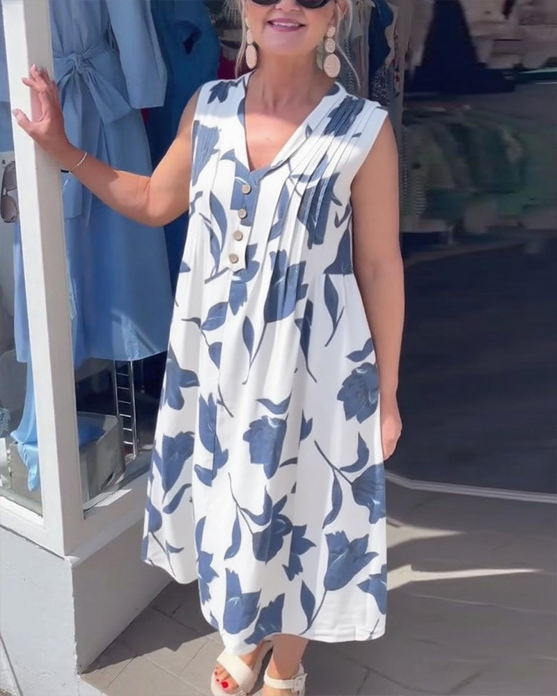 Emma™ – Kjole med ermer og blomsterprint til dame