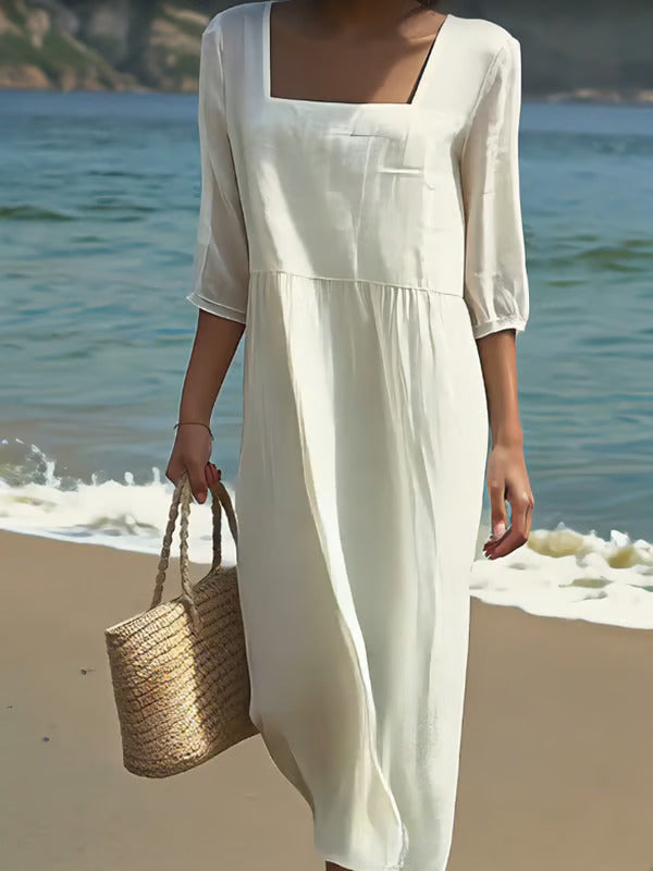 Kaela™- Kvinner Casual Linne Maxi Kjole