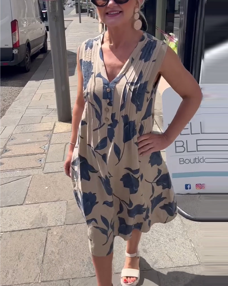 Emma™ – Kjole med ermer og blomsterprint til dame
