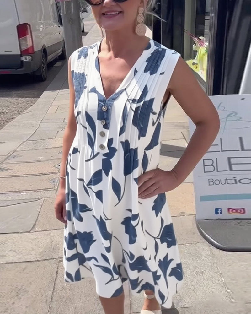 Emma™ – Kjole med ermer og blomsterprint til dame