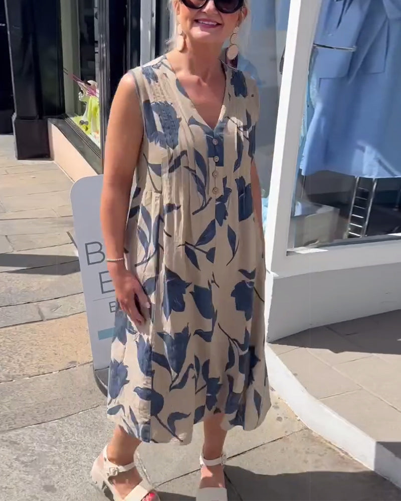 Emma™ – Kjole med ermer og blomsterprint til dame