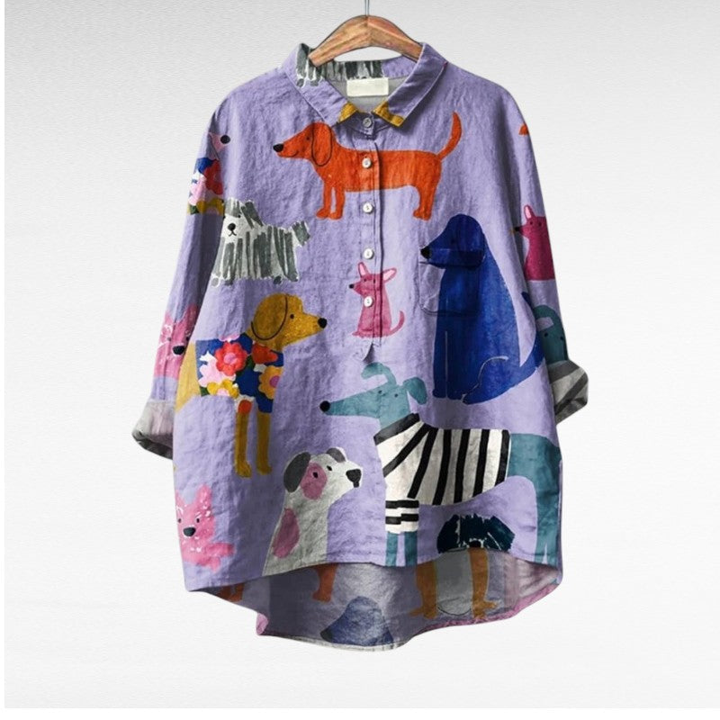 Nerida™ – Bluse med hundemønster