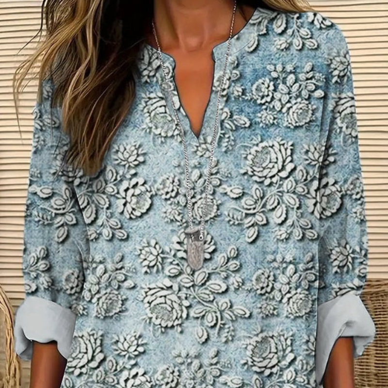 Diana™- Blomstertopp med lange ermer