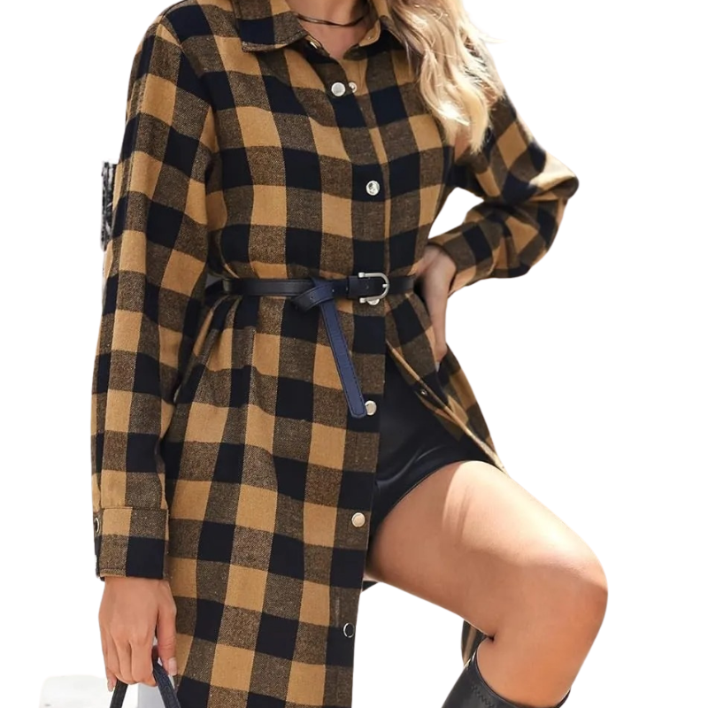 Zella™- Klassisk lang flanellskjorte