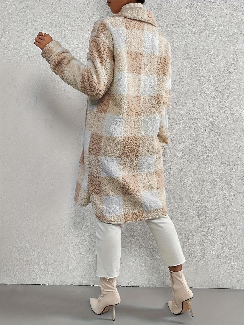 Jocelyn™ - Checkered Lang løs frakk