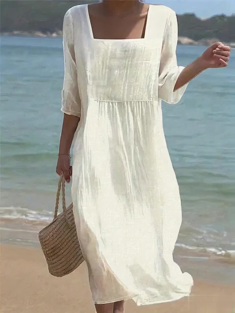 Kaela™- Kvinner Casual Linne Maxi Kjole