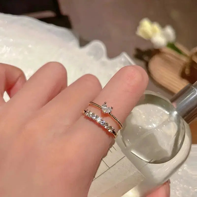 Delikat hjerteformet ringsett | Sammen mot brystkreft