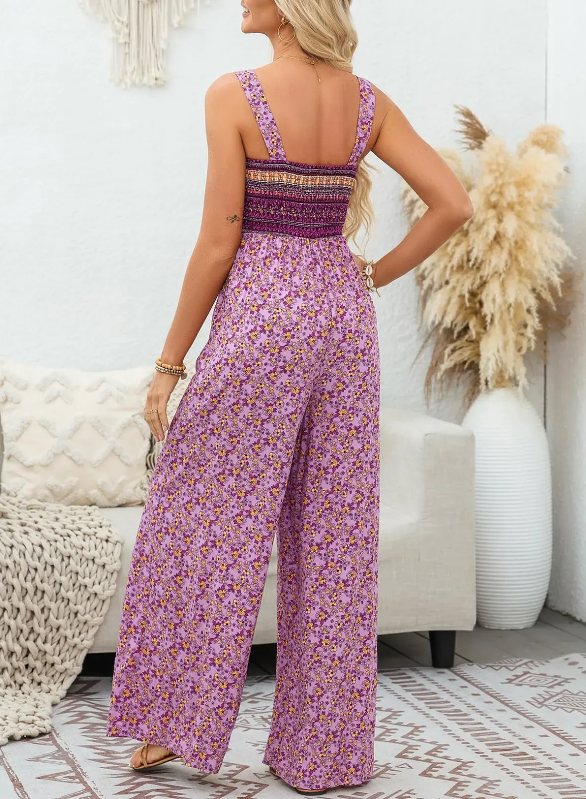 Fara™-Ermeløs jumpsuit med blomster for kvinner