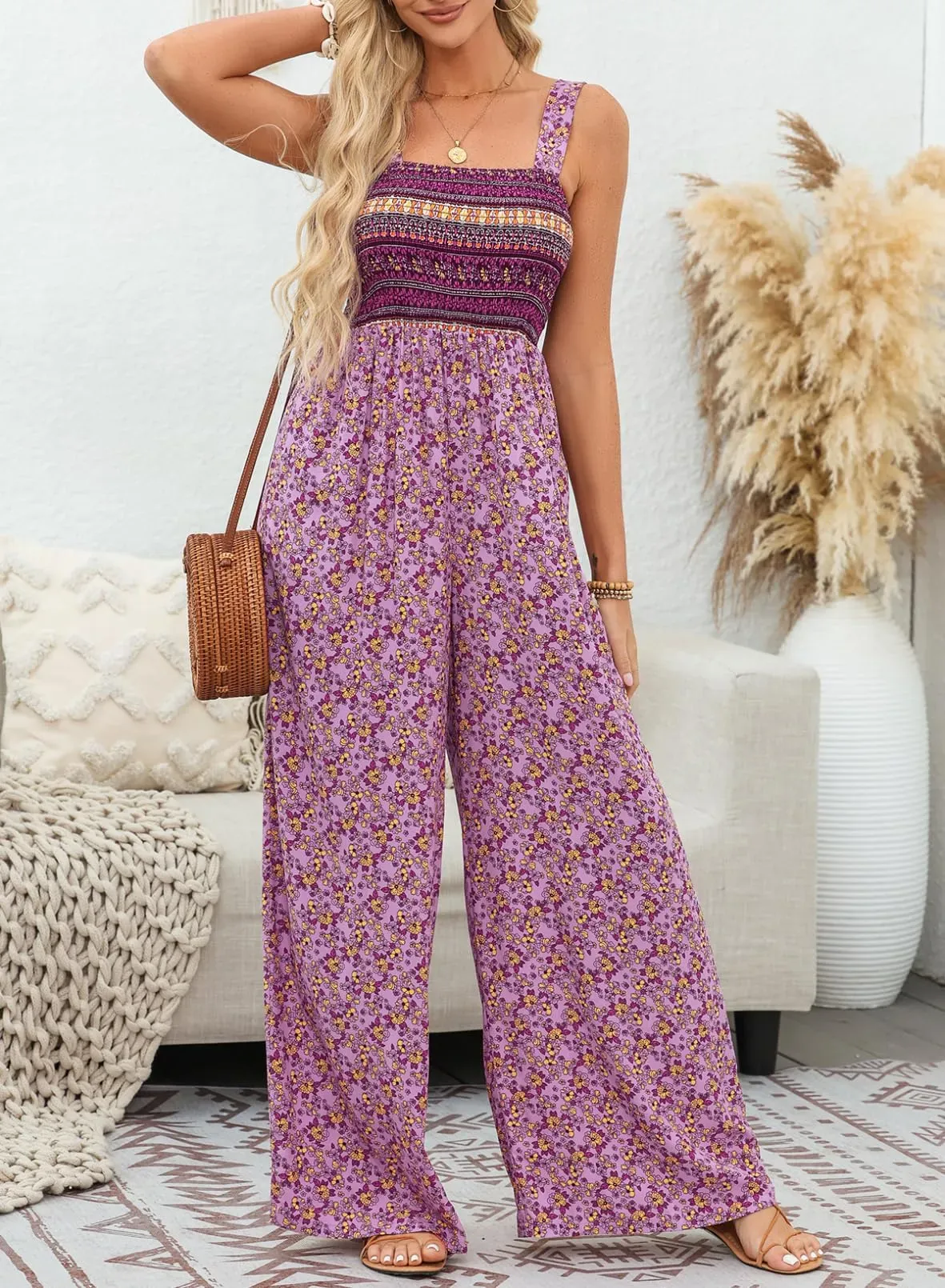 Fara™-Ermeløs jumpsuit med blomster for kvinner