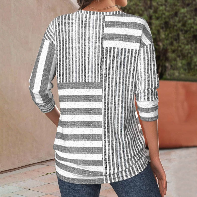 Daliah™- Stripete Bluse i Pustende Stoff