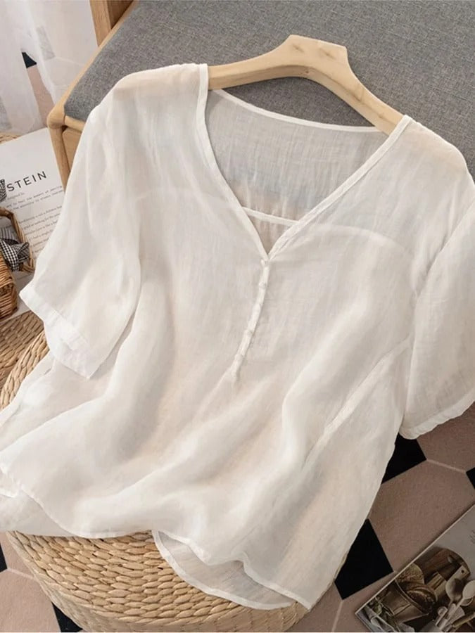 Abegail™ – Uformell bluse med V-hals