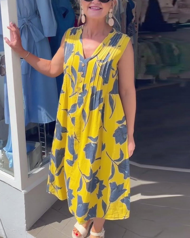 Emma™ – Kjole med ermer og blomsterprint til dame