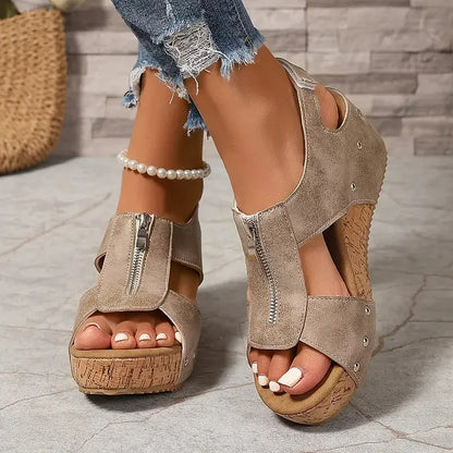 Stella™ – Retro kilehæl sandaler for kvinner med glidelås