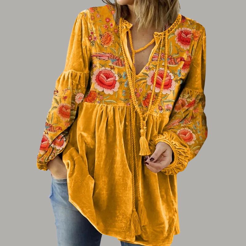 Zella™ - Bohemsk topp med V-hals