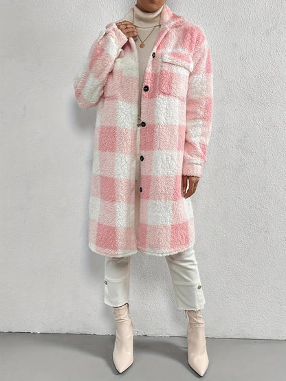 Jocelyn™ - Checkered Lang løs frakk