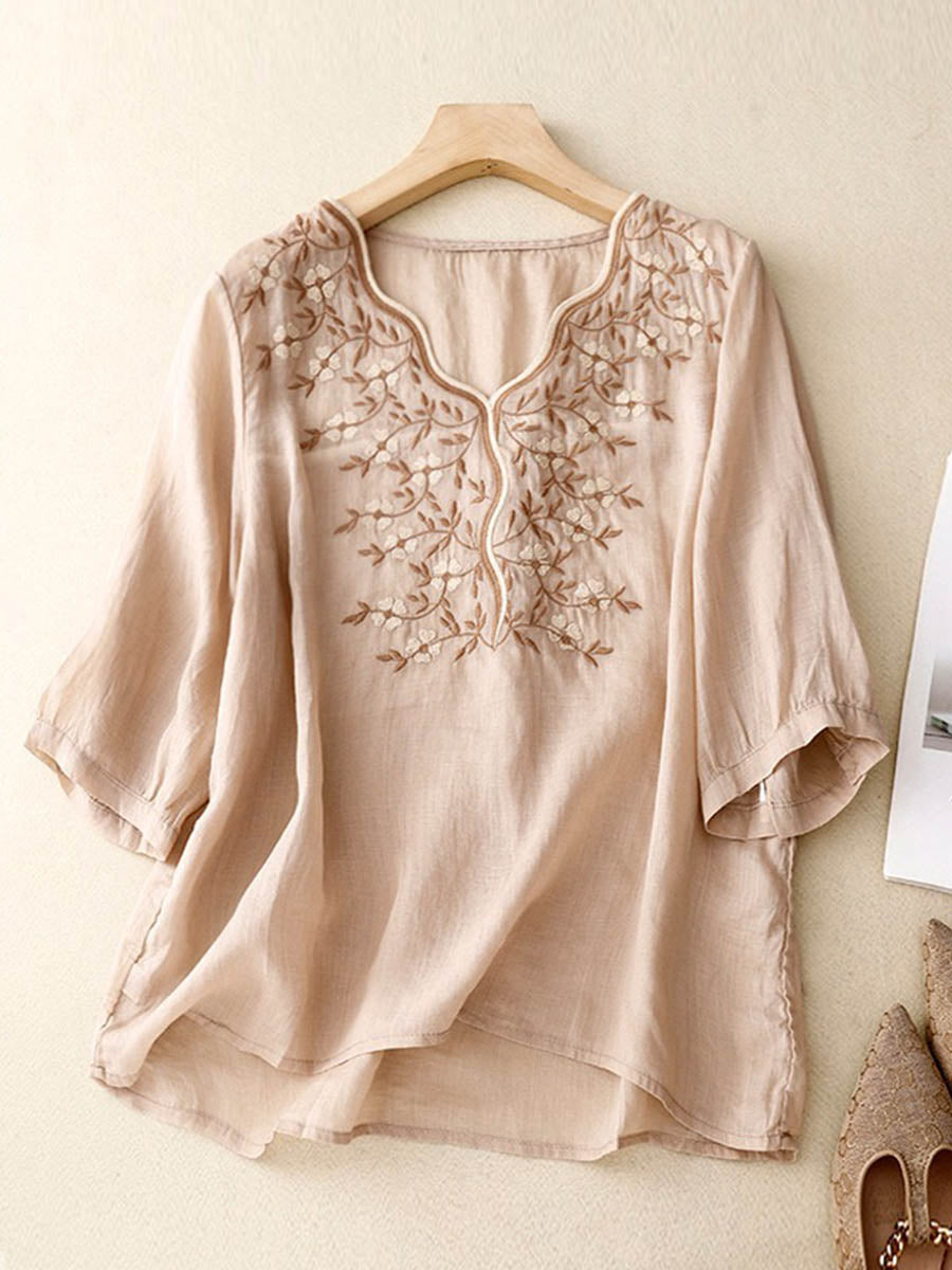 Maelle™ –Brodert linbluse