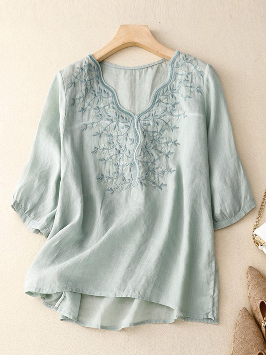 Maelle™ –Brodert linbluse