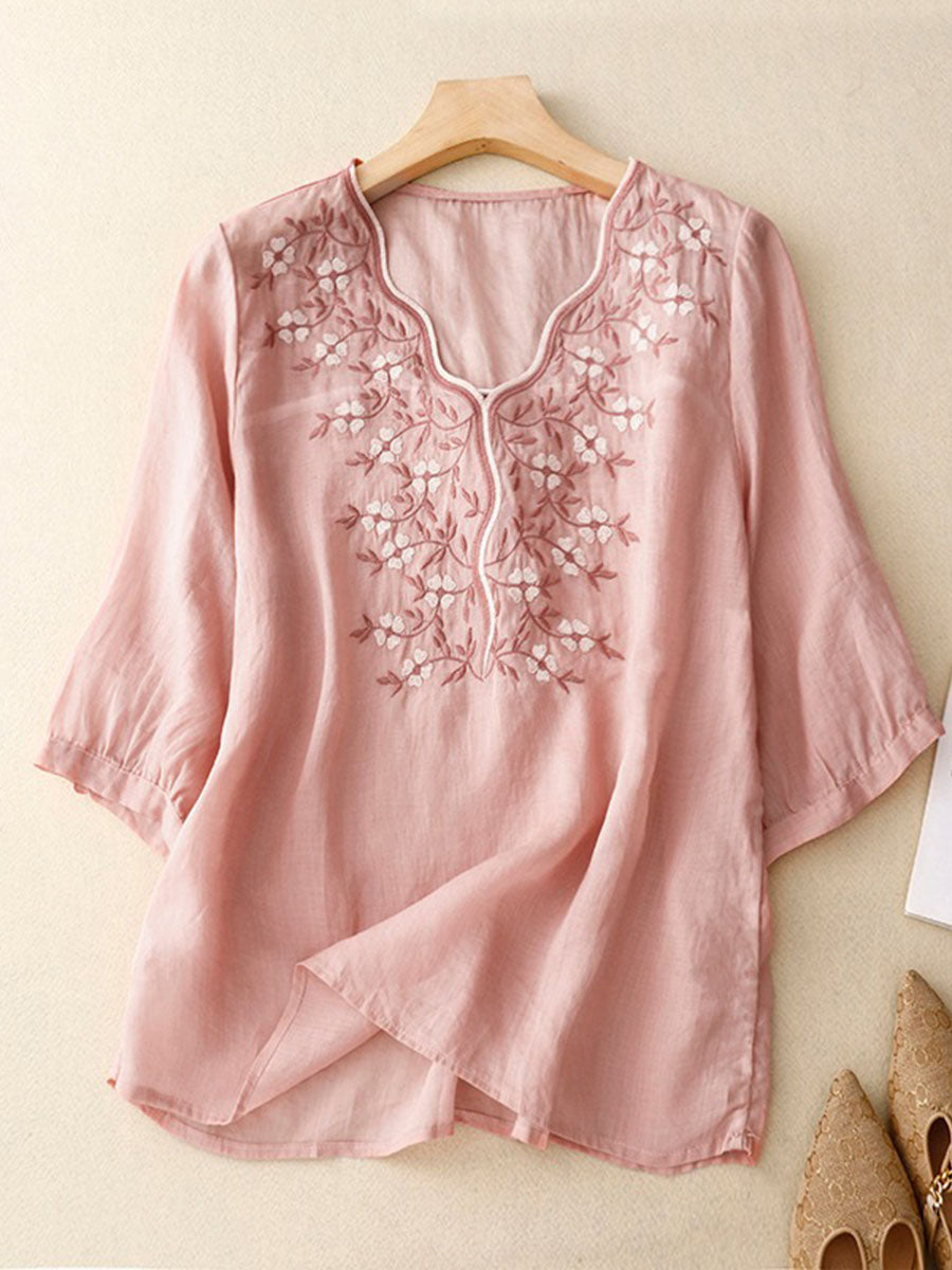 Maelle™ –Brodert linbluse