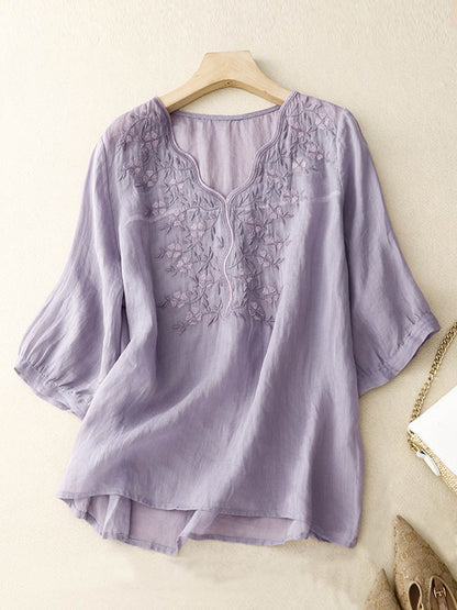 Maelle™ –Brodert linbluse