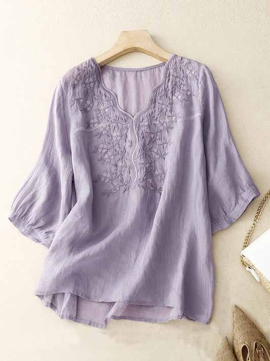 Maelle™ –Brodert linbluse