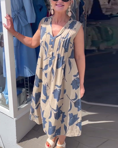 Emma™ – Kjole med ermer og blomsterprint til dame