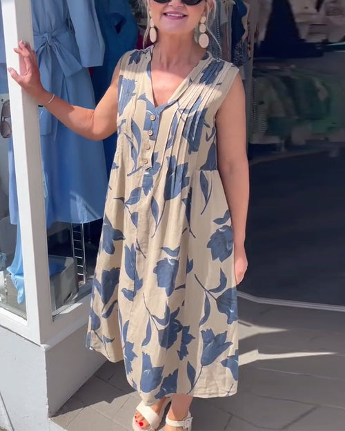 Emma™ – Kjole med ermer og blomsterprint til dame