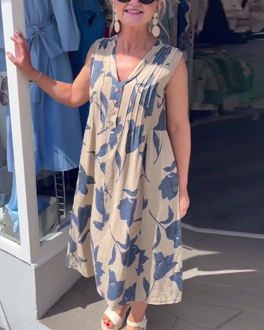 Emma™ – Kjole med ermer og blomsterprint til dame