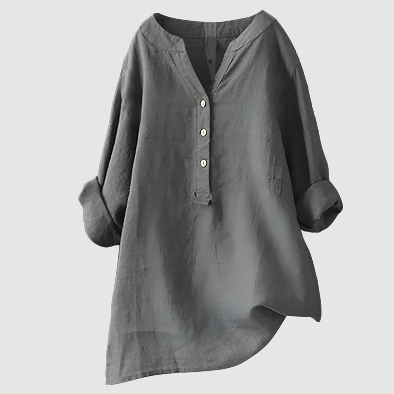 Zarina™ –  Langermet bluse i lin som puster