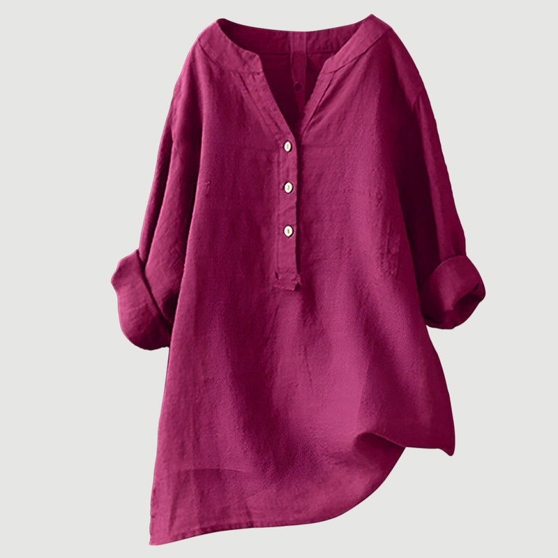 Zarina™ –  Langermet bluse i lin som puster