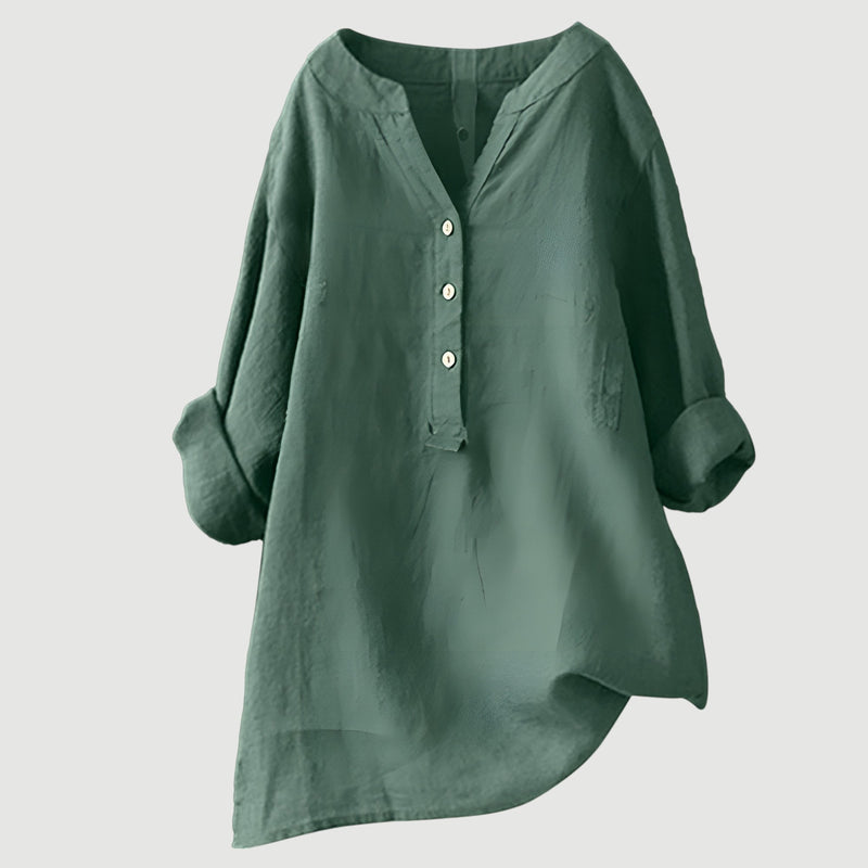 Zarina™ –  Langermet bluse i lin som puster