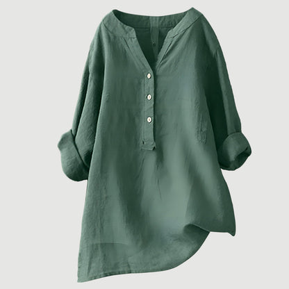 Zarina™ –  Langermet bluse i lin som puster