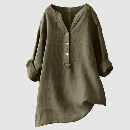 Zarina™ –  Langermet bluse i lin som puster