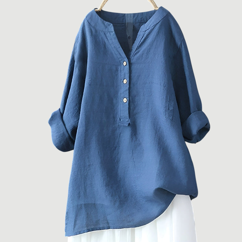 Zarina™ –  Langermet bluse i lin som puster