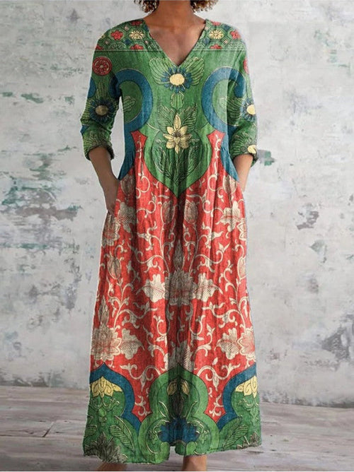 Karyna™- Vintage blomstret maxi-kjole for kvinner