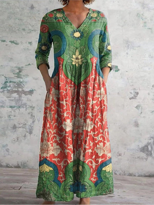Karyna™- Vintage blomstret maxi-kjole for kvinner