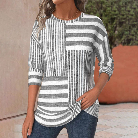 Daliah™- Stripete Bluse i Pustende Stoff