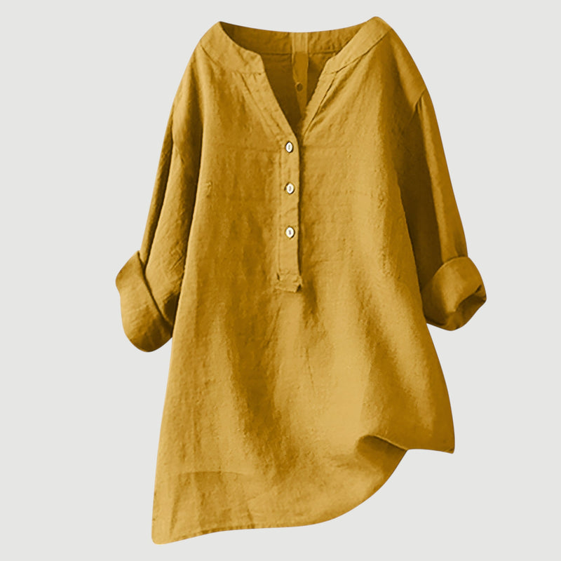Zarina™ –  Langermet bluse i lin som puster